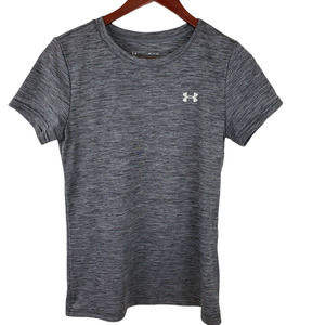 Under Armour Women's Sz S Heatgear Loose Crew Neck Heathered Gray Top